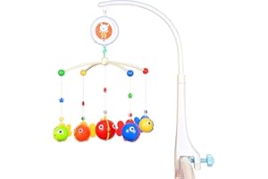 Meero London 6915 New Born Baby Cot's Mobile Musical Stroller's Activity Toy,Adjustable Arm to Fit All Cots, 12 Songs with Music Modes Suitable from Birth,0+ Months