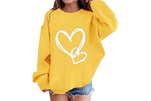 jieGorge Girls Heart Print Jumpers Sweatshirts Kids Fashion Loose Fit Soft Round Neck Pullover Long Sleeve Casual Cotton Lighweight Crewneck Sweatshirt for Girl