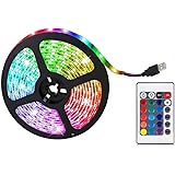 Mnsun RGB LED-ljusremsa LED med fjärrkontroll med 24 knappar, USB-ljusremsa, RGB LED-remsa för sovrum, hem, TV, tak, skåpdeko