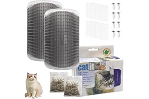 lyualma 2 szt. Szczotka do masażu dla kotów Zabawka Szczotka do sierści kota Narożna szczotka dla kotów z kocimiętką do zapobiegania kulkom włosów i kontroli wypadania - szara