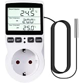 250V Digital Thermostatic Plug with Temperature Sensor and LCD - Heating/Cooling for Greenhouse, Terrarium, Aquarium, Reptile