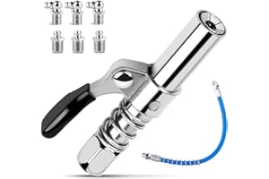 TNEDFOD G Grasso Pistola Accoppiatore, con Tubo Flessibile da 30cm Kit Boccaglio per Ingrassatore a Bloccaggio Rapido, Ingrassatori, Ingrassatore a Una Mano per Tutti i Tipi di Ingrassatore