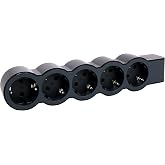 LEGRAND Power Strip, without Inter, 5 Sockets, S/Cable, Black/Grey 694578 | Power Strip, Without Switch, Multi Socket with 5