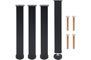 Brelet Set 4 Piedi Universali per Letto a Doghe 25~27cm Regolabili, Design Quadrato Naturale, Piedini Contenitore, Gambe per Mobili in Acciaio Nero