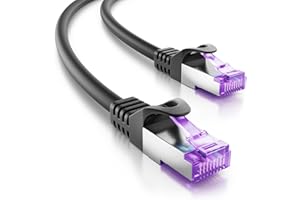 deleyCON 3,0m Kabel Sieciowy CAT7-10 Gigabit - RJ45 Kabel Połączeniowy & Ethernetowy (Miedź, Osłona SFTP PiMF) - dla Highspeed LAN DSL Przełącznik Modem Router Patch Panel CAT7 CAT6 - Czarny