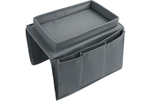 Faxianther Organizer per Poltrona da Divano, braccioli, Borsa portaoggetti per Tavolo e Comodino, con Snack, Porta Tazze da tè, Vassoio per riviste, Libri, Telecomando, Tasche per Telefono