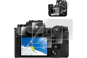 Rieibi [3+3 sztuki] Ochraniacz ekranu do aparatu Fujifilm X-H2S X-H2 LCD + górna osłona ekranu PET - twardość 9H Fujifilm XH2S XH2 folia ze szkła hartowanego