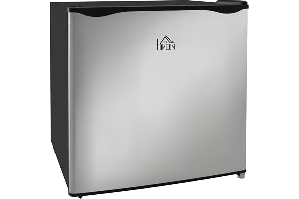 HOMCOM Mini-Gefrierschrank 35 L 45 W 41dB 47 x 44,2 x 48,8 cm, Silber | Gefrierbox, Elektrisch Freistehend, Mini Gefriertruhe, Minikühlschrank, -14 bis -24℃, 5-stufige Temperaturregelung