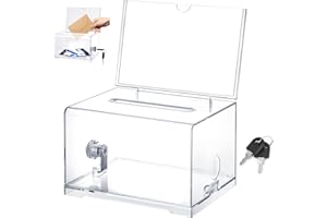 QHKLEW Acrylspendenbox, 16x12x10 cm Spendenbox Abschließbar, Abschließbare Box mit Schloss und Schlüssel, Klarer Stimmzettelkasten Vorschlagsbox für Visitenkarten, Abstimmungen, Gewinnspiele
