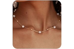 ZHESHY Gold Perlenkette Damen 14k Vergoldet Silber Halskette Weiße Perle Zarte Blume Beads Choker Layering Goldkette Silberkette Mit Anhänger Hypoallergene Hochzeit Geschenke Braut Frauen Modeschmuck