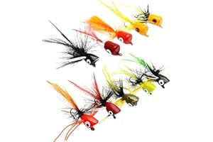 Perfeclan 10 Pezzi Popper da Pesca a Mosca Popper da Pesca a Mosca Assortiti Streamer Bass Esca da Pesca per Pesce panfish Steelhead