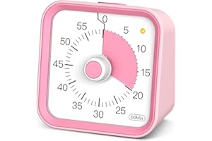 InfPokid Wizualny timer z funkcją pauzy dla dzieci i dorosłych, licznik wydajności do nauki, lekcji, gotowania w kuchni, spotkań biurowych, zarządzania czasem dla ADHD (różowy)