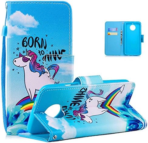 Vectady for Moto G6 Case, Flip Case Cover Wallet PU Leather Stand Function Magnetic Closure Fashion Protective Phone Case Shell for Moto G6 Lovely Pattern Print with Card Slots Holder Hand Wrist Strap Slim fit Inner Soft TPU Full Protection Elegant Skin Wallet Cover for Moto G6 - Lovely Unicorn