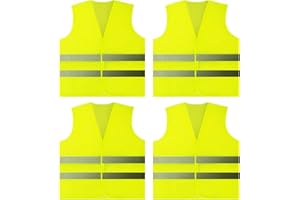 ONEINHE 4 Pz Hi Vis Gilet, Giubbotti di Sicurezza, Giubbotti Riflettenti ad Alta visibilità per Il Lavoro di Traffico