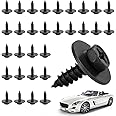 YAANBUNB 30 Pcs 22*5mm Hex Head Tek Self Tapping Screws Zinc Alloy Self Drilling Hex Head Screws Black Universal Self-Drilling Bolts with Captive Loose Washers for Car Trim Panel, Door Panel, Bumper