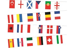 PEJLND EURO 2024 Football Championship Bunting Flags - 8M 24 Nations Flags Double Sides Fabric European Flag Bunting with 24 Teams, Euro 2024 Football Decorations for Home Bar Garden Party,1Pcs 14 * 21cm