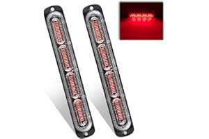 Teguangmei 2 x 24 LED Emergency Strobe Warning Lights Bar Red Waterproof Flashing Strobe Light Recovery Breakdown Beacon Surface Mount Light for Car Truck Construction Vehicle Trailer Caravan 12-24V