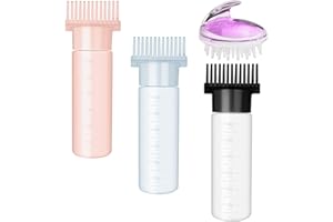 STSAIL 4 Stück Wurzelkamm Applikator Flasche 180M Haar Applikator Flasche Öl Applikator Haare, Applikator Flasche Haare mit Shampoo Kopfhaut Massagebürste Hair Oil Applicator Set für Friseurwerkzeuge