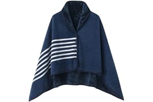 WINKEEY Femme Poncho Polaire Plaid Châle Polaire Cape Chaud d'hiver avec Boutons Couverture à Carreaux