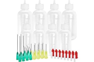 WEFINEST Set di 8 flaconi con ago da 30 ml/50 ml, con punta di precisione, flacone dosatore con 16 aghi fini e 16 tappi, bottiglia di colla vuota, applicatore bottiglie per colla fai da te