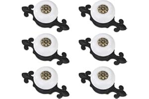 MENGH-SHOP Perillas de Gabinete Vintage Perillas de Cajones de Cerámica Tiradores de Muebles Perilla de la Puerta con Tornillo Perillas Manijas para Armario Cajón Aparador Cocina 6 Piezas Negro & Blanco