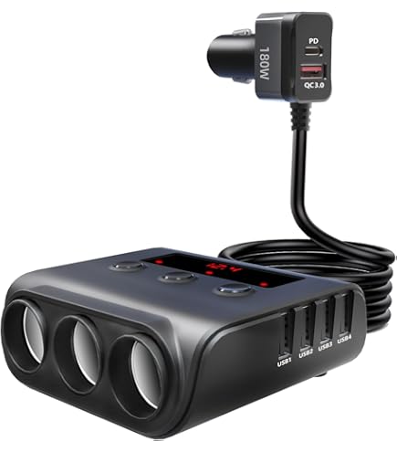 Presa Usb Presa Di Ricarica USB A 4 Porte Da 180W 12V 24V 3.0 Adattatore Per Caricabatterie Da Auto Accendisigari Con Splter A Ricarica Rapida Per Telefono IPad Presa Usb C