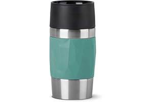 ‎EMSA Emsa Travel Mug Compact Thermobecher klein, Isolierbecher 300 ml, 3h heiß, 6h kalt, Kaffeebecher to Go aus Edelstahl, auslaufsicher, spülmaschinengeeignet, 360°-Trinköffnung, grün N21603