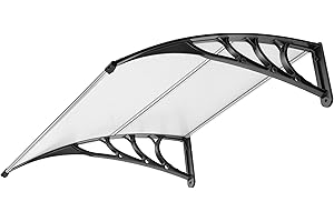 VIVOHOME Auvent de Porte et fenêtres 100x100cm Marquise de Porte Exterieur en Polycarbonate Transparent auvent en Arc pentu Protection Contre Pluie et UV pour Terrasse Balcon Patio