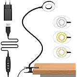iZELL Lampada da Lettura 23 LED con Caricatore USB Lampada con Pinza-3 Colore e 10 Luminosità, Blocca 99.99% della Luce Blu L