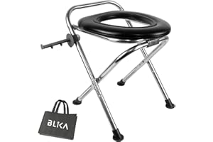 BLIKA Upgraded Portable Toilet for Camping, 350LBS Weight Capacity Portable Camping Toilet, Folding Toilet, Stainless Steel Portable Toilet with Soft Seat