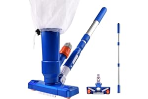 YULLING Kit de Limpieza Piscina, Lavabo portátil para aspiradora de Piscina con Cepillo, Bolsa para Hojas y Poste con 3 pies telescópicos Ajustables de Aluminio