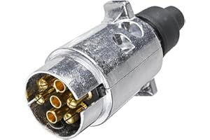 XUEYI Prise Remorque 7 Broches Mâle Metal, Selon ISO 1724, Prise Attelage Remorque 7 Broches Male, 12V Prise Remorque 7 Broches Aluminium Etanche, Prise 7 Broches pour Remorque Voiture