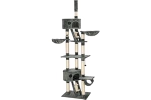 TecTake Árbol para Gatos rascador 240-260cm hasta el Techo (Gris | no. 401641)