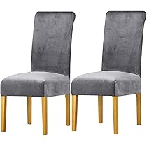 Stuhlhussen 2er Set Dunkelgrau - Stretch Bezüge Waschbar Für Esszimmer & Küchenstühle