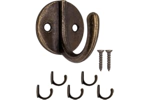 Fuxxer 5 ganchos de pared para colgar ropa, diseño clásico, bronce