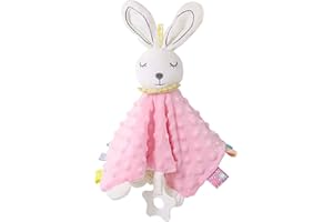 Inchant Baby Comforters Blanket Gift with Taggies Comforter Toy Soft Plush Animal Bunny for Newborn Baby Girls Boys Best Gifts