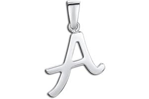 Amberta Gioielli - Ciondolo a Forma di Iniziale in Argento Sterling 925 - Pendente Classico per Donna alla Moda