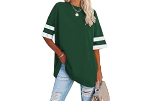 Famulily Women's Casual Round Neck Half Sleeve T Shirt Ladies Comfy Oversized Baseball Tshirts Tunic Tops