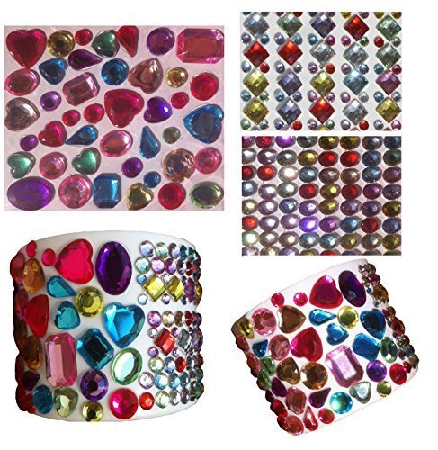 961 pcs juego de purpurina brillantes autoadhesivas redondo + cuadrado multicolour redondo + tamaño mediano en distintas formas para Manualidades Gltzersteine cuadrada piedras preciosas piedras de estrás para arreglar de crystal King