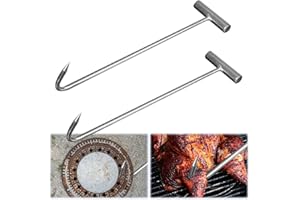 ZOYDP Channel Lid Lifter, Pack of 2, 30 cm Manhole Hook, Stainless Steel, Channel Lid Hook with Tip, Portable Meat Hook with Handle, Hook Lifting Tool for Gouli Lid and Meat Hanging