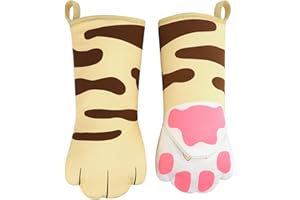 FAXIANTHER Afinder, guanti da forno a forma di gatto, guanti da forno, resistenti al calore, guanti da cucina divertenti per grigliare e microonde, utensili da cucina per donne e bambini