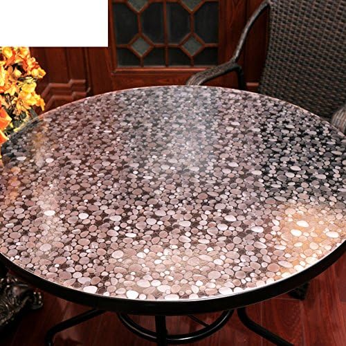 Tablecloth [roundtable] Soft Glass Round table cloth Transparent Frosted Table mat [waterproof] Tea table mats Disposable Pvc crystal board-E diameter60cm(24inch)