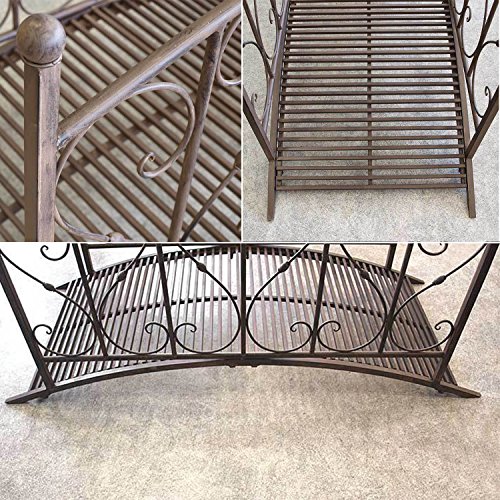 Metallbrücke Gartenbrücke Teichbrücke Gartenteichbrücke Brücke mit Geländer Metall in Antik-Optik Gartendeko Gartenverzierung - 5