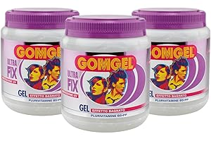 Gomgel Ultra Fix Gel Capelli a Fissaggio Forte, Effetto Bagnato, Plurivitamine B5-pp, Protezione Uv - 3 x 1000 ML