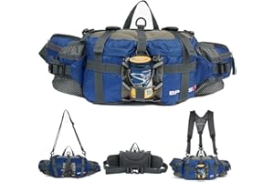 BRINNY Marsupio tattico multifunzione, marsupio militare con 2 portabottiglie, allaccio in vita per stare all’aperto, trekking, escursioni, ciclismo, campeggio, arrampicate, caccia