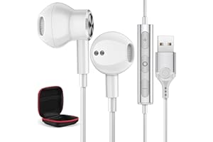 IMANGOO Cuffie In-Ear USB Cuffie da Gioco USB con Microfono,PC Gaming Cuffie con Filo Stereo HiFi Semi In Ear Cuffie PC USB con Cavo 2,3 m controllo del volume per PC PS4 PS5 Laptop Desktop Skype Office Live