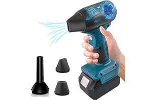 Sladlös lövblåsare, 130000RPM Bärbar handhållen lövblåsare för Makita 18V-batteri, 4-hastighets komprimerad luftblåsare för b