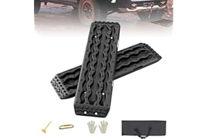 SUNYRISY 2 Stücke Anfahrhilfe Schlamm/Sand/Schnee Recovery Board Tracks mit Aufbewahrungstasche, Traktionsmatte Reifenleiter Sandbleche für Geländewagen Wohnmobil PKW LKW, 10T Last