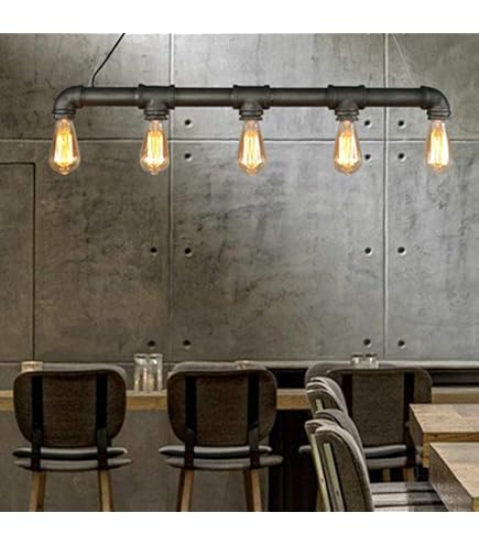 Lampada A Sospensione Vintage Steampunk – Tubo Acqua In Ottone – Industriale Per Cucina, Bar, Ristorante – Lampadina E27 Esclusa