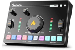 MAONO Mezcla Interfaz de Audio para Streaming, con Preamplificador Profesional, Bluetooth, Batería Incorporada, Phantom Power